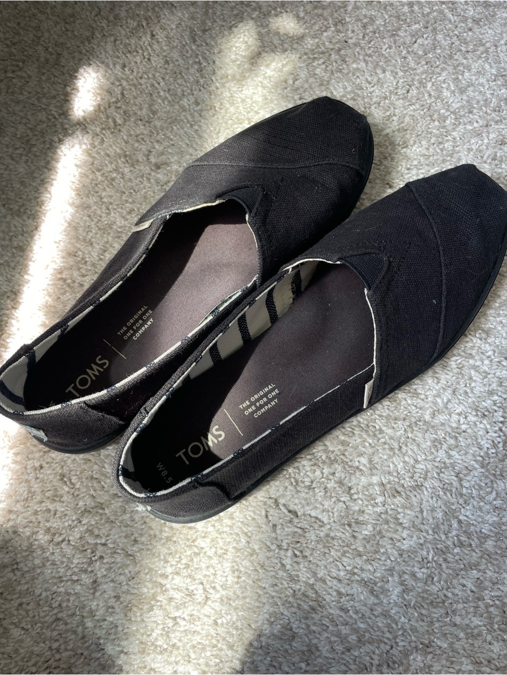 TOMS Black Canvas Espadrille Slip-On Flats
